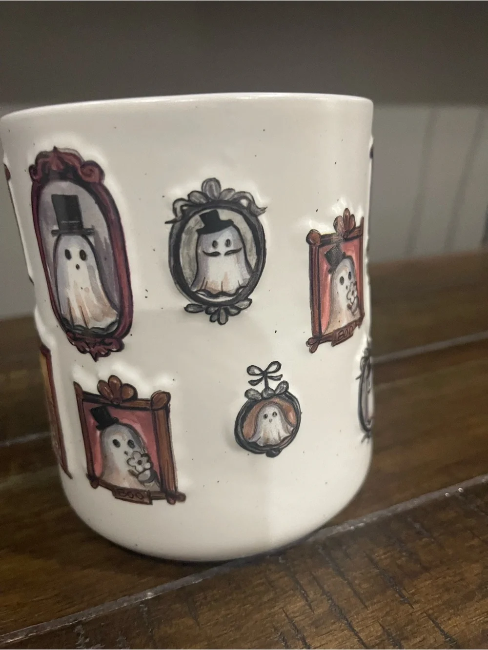 ✨Cobwebs & Cauldrons White Ghost Portrait Ceramic Coffee Mug✨